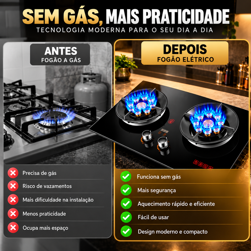 Comparação do fogão elétrico FlameCook